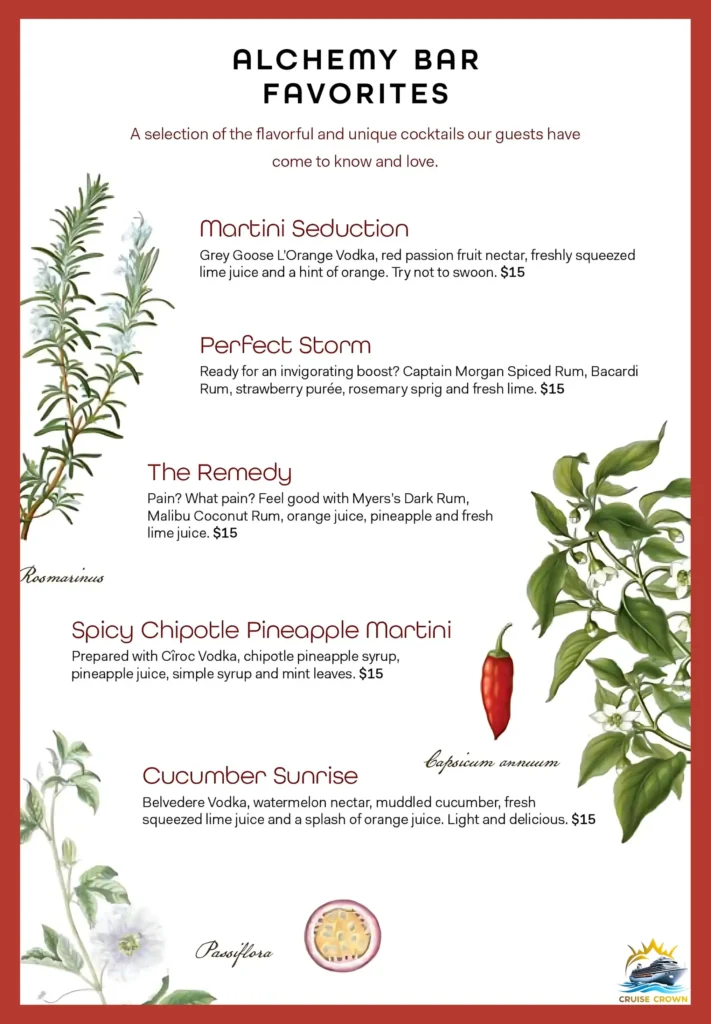 carnival cruise drink menu