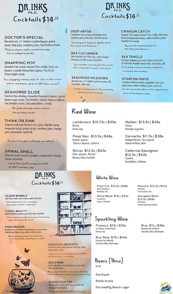 Carnival Dr Inks PhD Menu