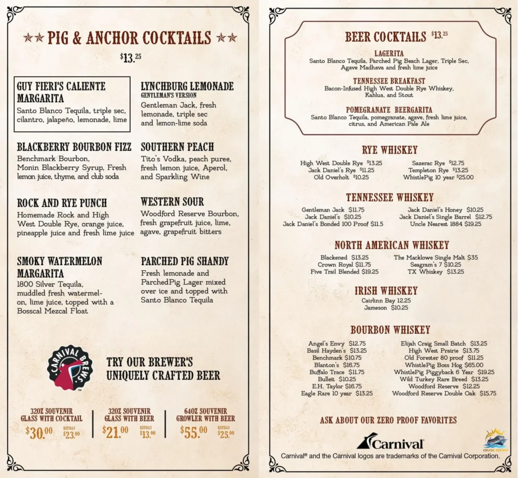 Carnival Guy’s Pig & Anchor Smokehouse Menu