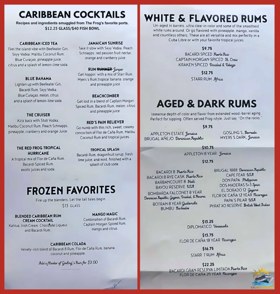 carnival drink prices 2025