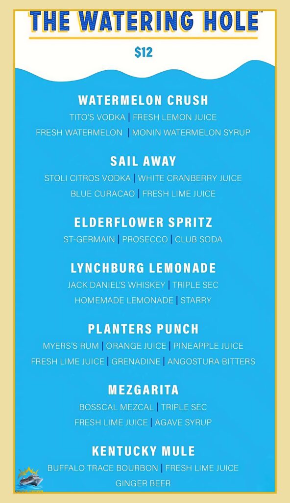The Watering Hole Bar Menu