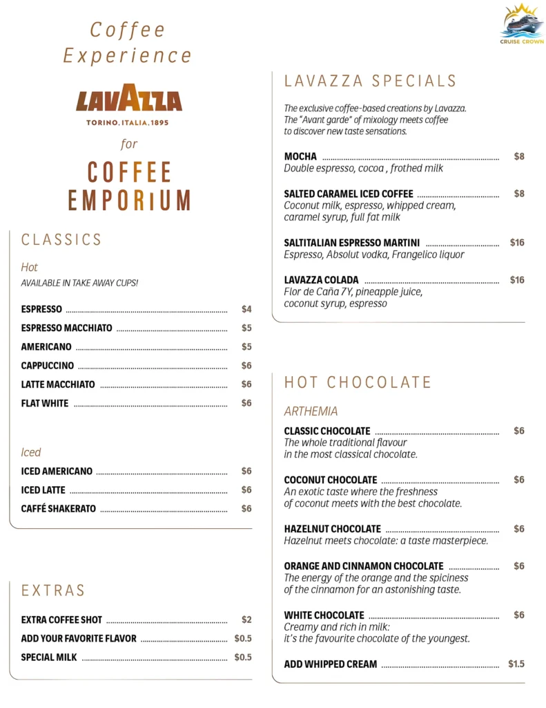 MSC The Coffee Emporium Menu
msc bar menus 