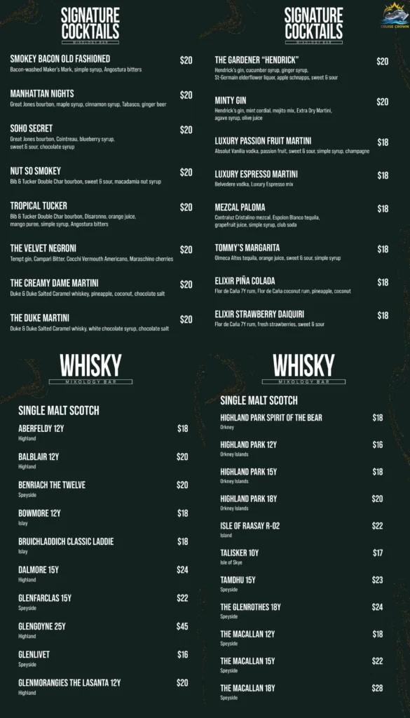 MSC Elixir Mixology Bar
msc beverage menu 