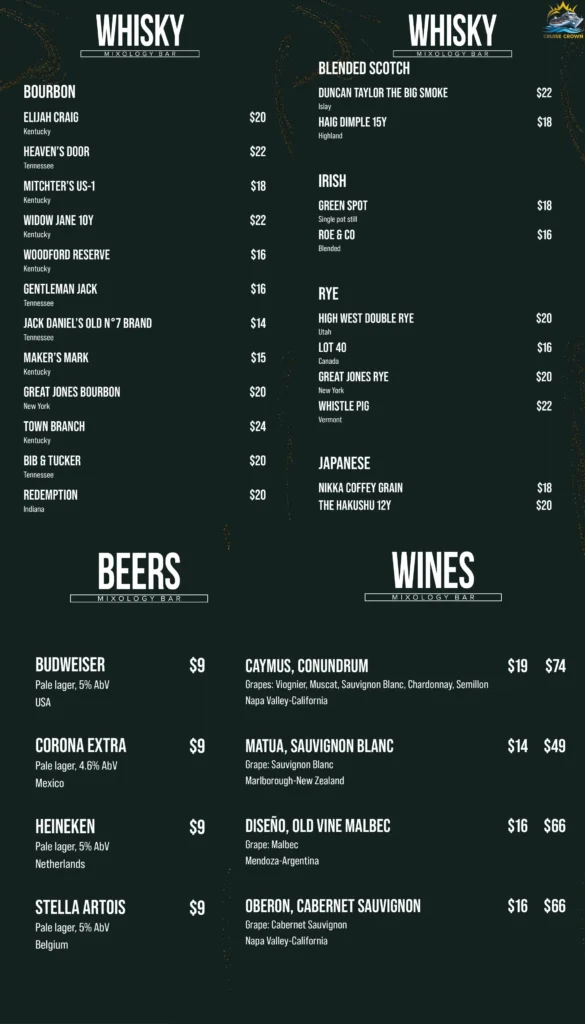 MSC Elixir Mixology Bar
msc cruise drinks menu 