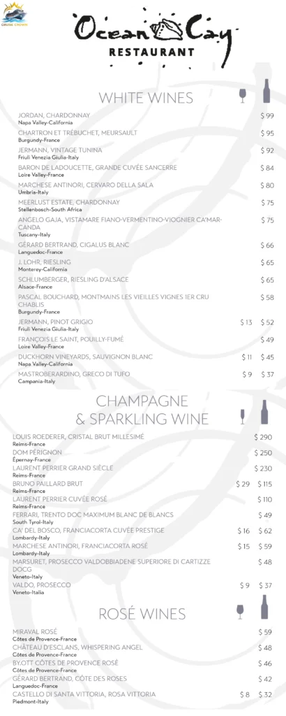 MSC Ocean Cay Restaurant Menu
MSC Drinks Prices