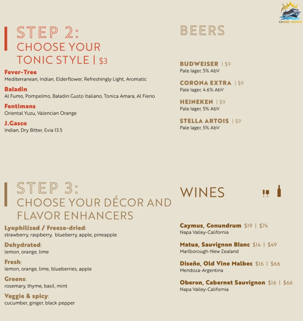 MSC The Gin Project Menu
msc drink menus