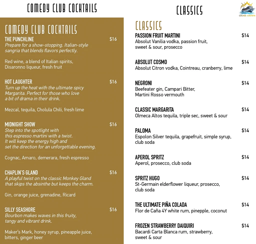 MSC The Loft Menu
msc cruises drink menu 