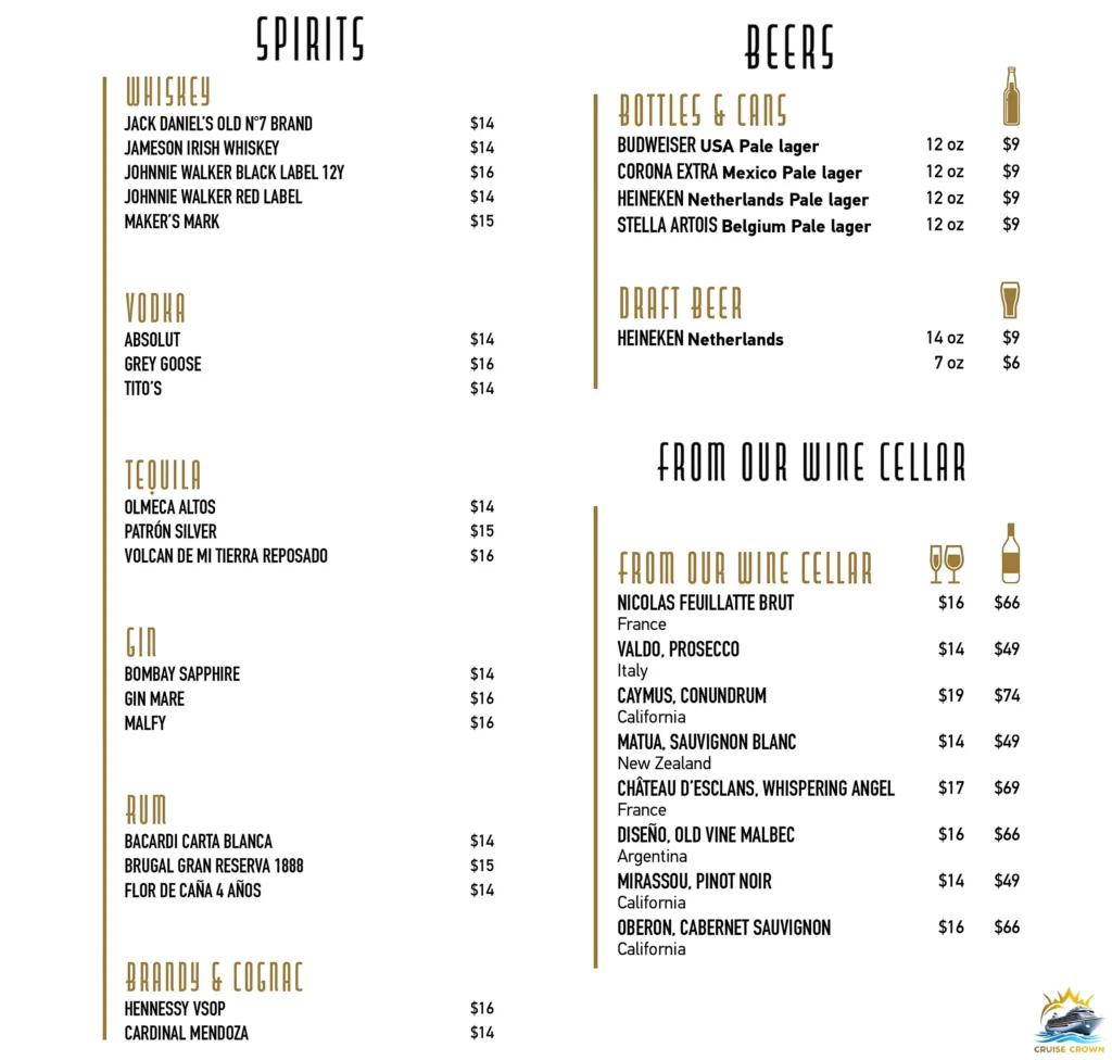 msc cruise drink prices 
MSC The Loft Menu