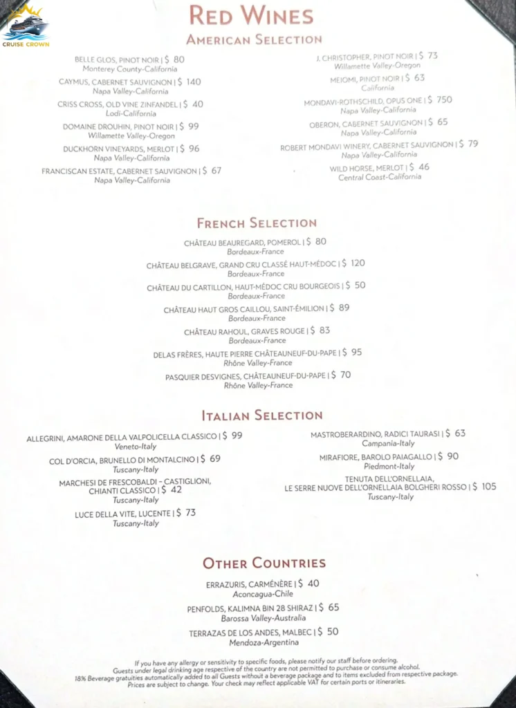 msc cruise drinks menu
MSC Wine Bar Menu