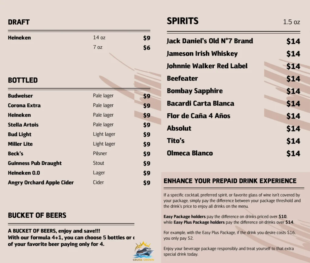 MSC Zen Bar Menu
msc cruise drink menu