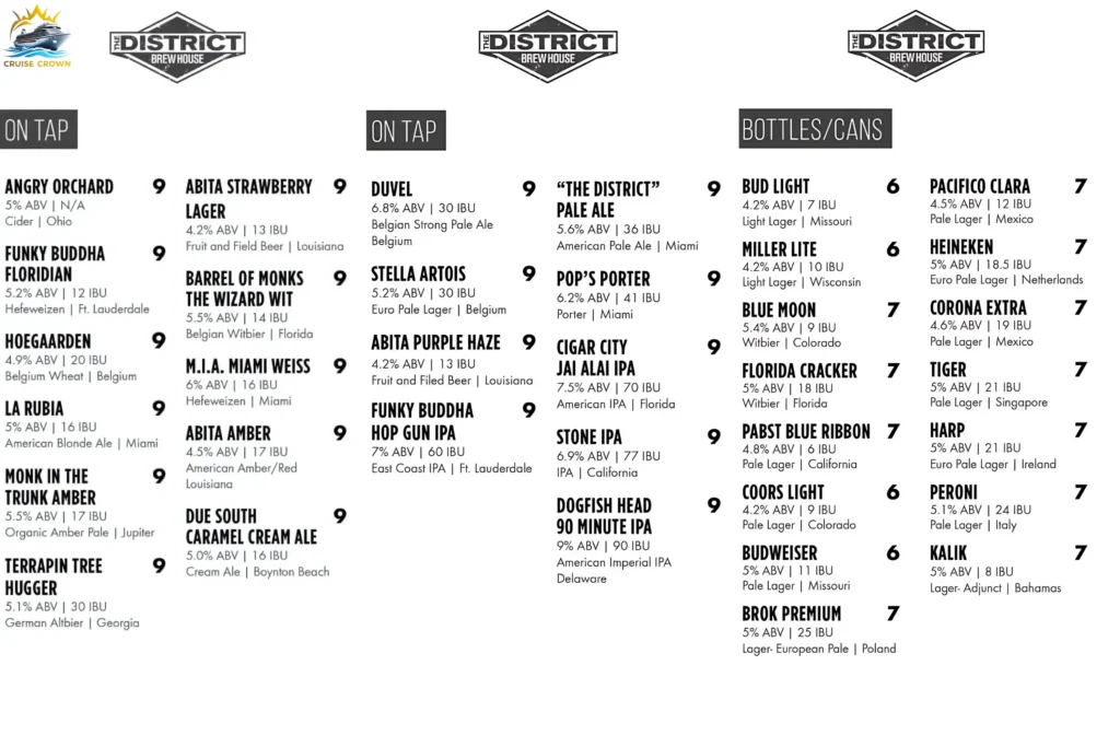 NCL District Brewhouse Menu