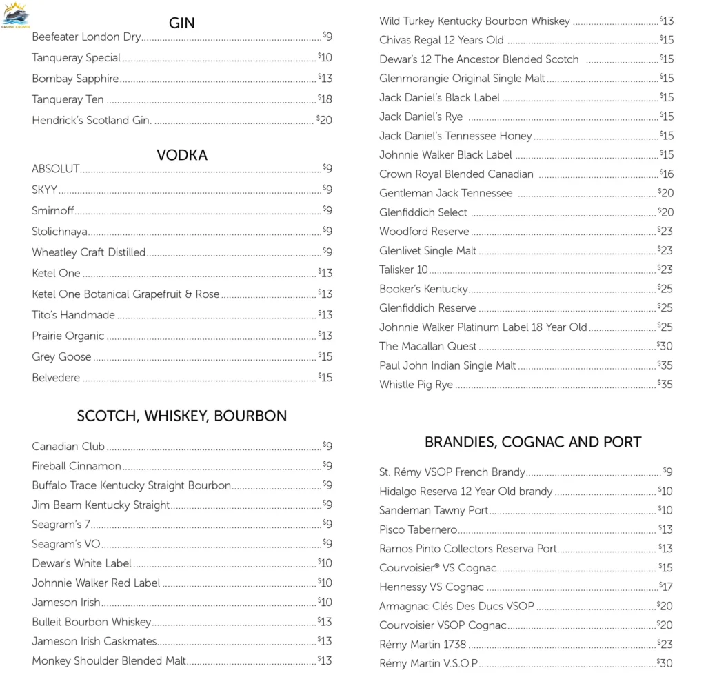 NCL Maltings Whiskey Bar Menu