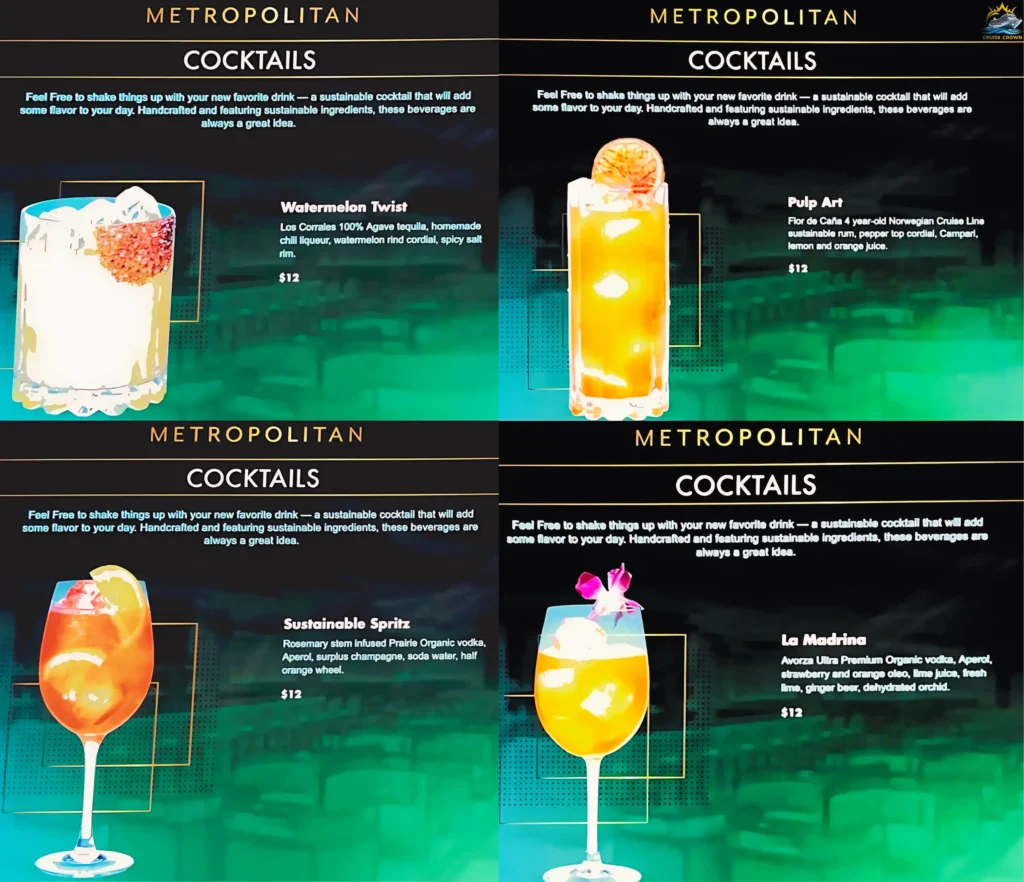 NCL Metropolitan Bar Menu