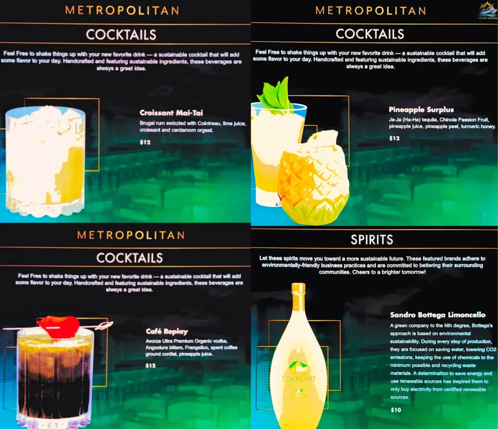 NCL Metropolitan Bar Menu