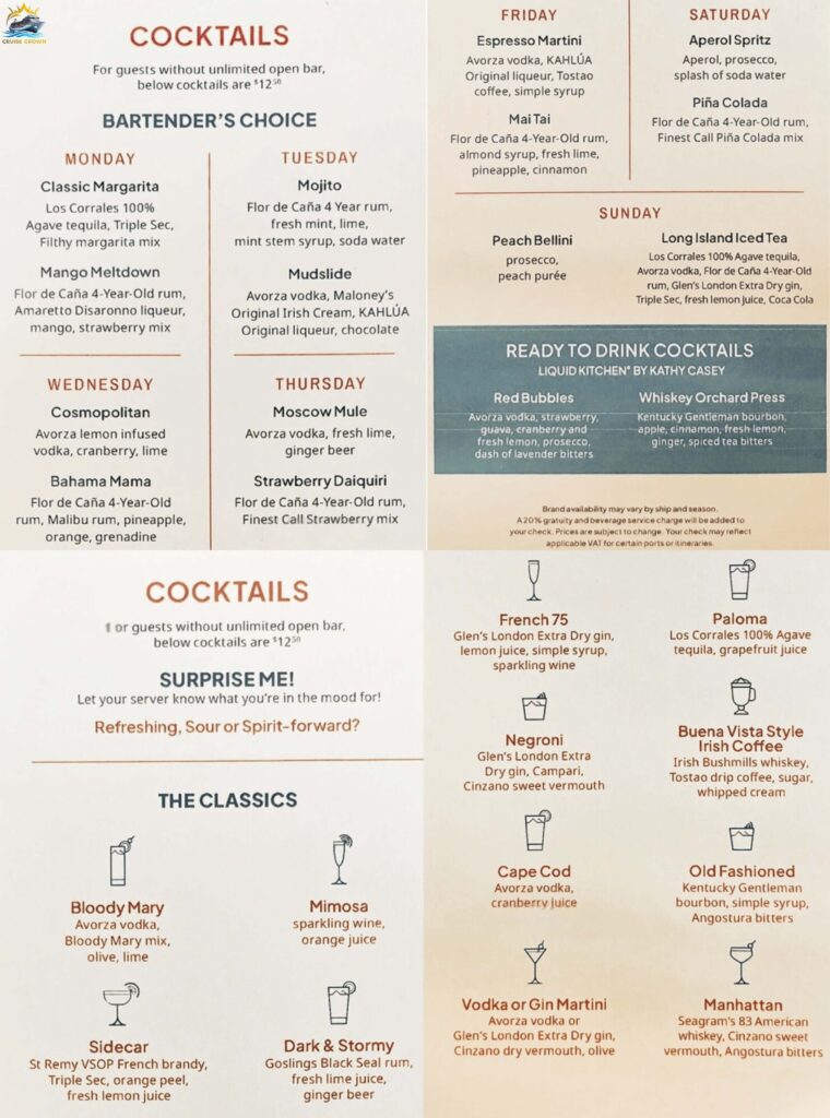 ncl cocktail menu 2025