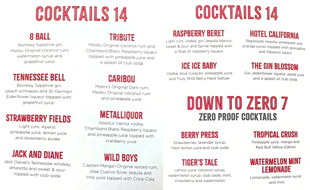Royal Caribbean Dueling Pianos bar menus
Star of the Seas Bar Menus