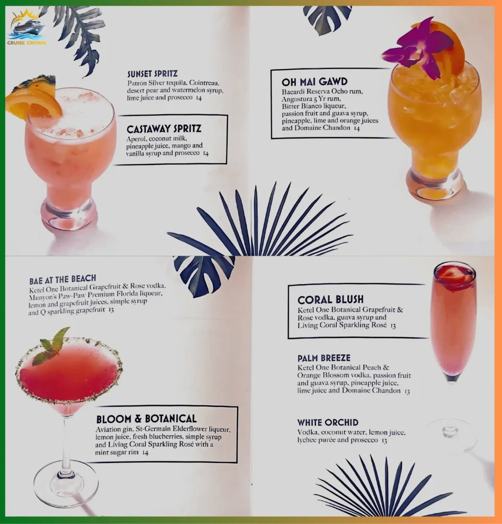 Royal Caribbean Hideaway Bar menus
Star of the Seas Bar Menus