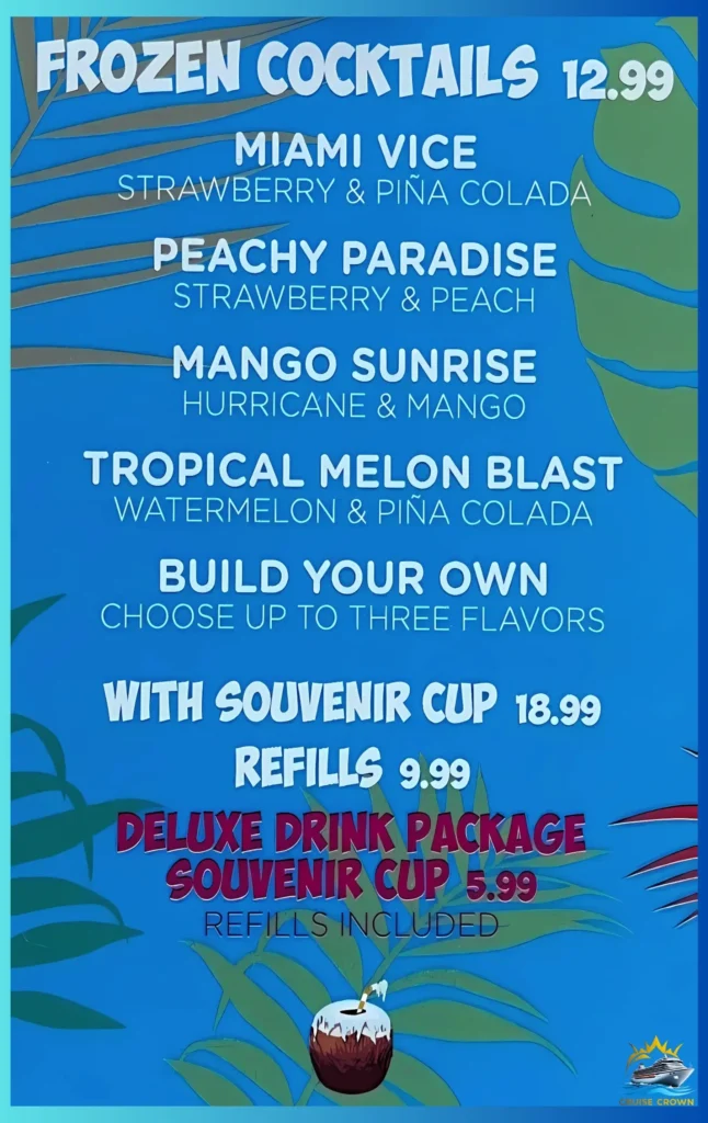 Royal Caribbean The Lime & Coconut Frozen Bar Menu
Star of the Seas Bar Menus