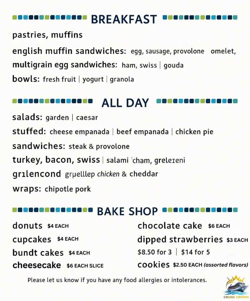 Java Blue Cafe Carnival Menus