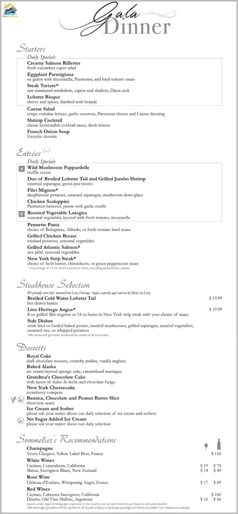 msc dinner menu 2025
msc cruise main dining room menu 2025