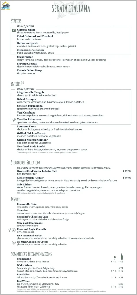 msc dinner menu 2025
msc cruises main dining room menu 2025