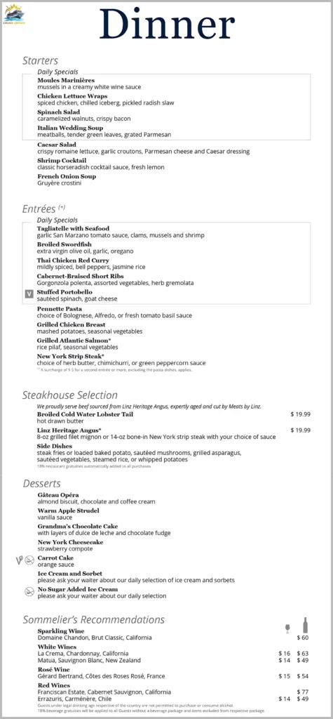 msc dinner menu 2025
msc cruise main dining room menu 2025