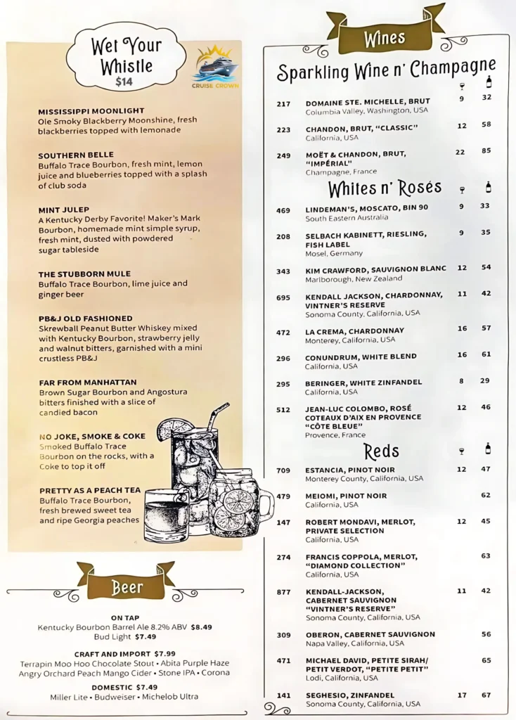 Royal Caribbean Mason Jar drink menu
cost of drinks on royal Caribbean
