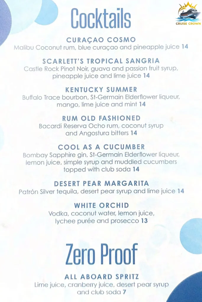 Rising BarTide Royal Caribbean menus
royal caribbean Beverages menu