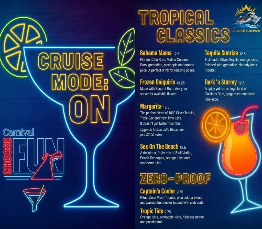 Carnival Standard Bar Menu 1