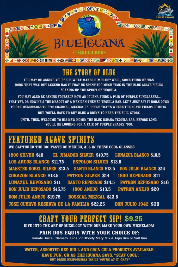 Carnival Blue Iguana Tequila Bar Menu 1