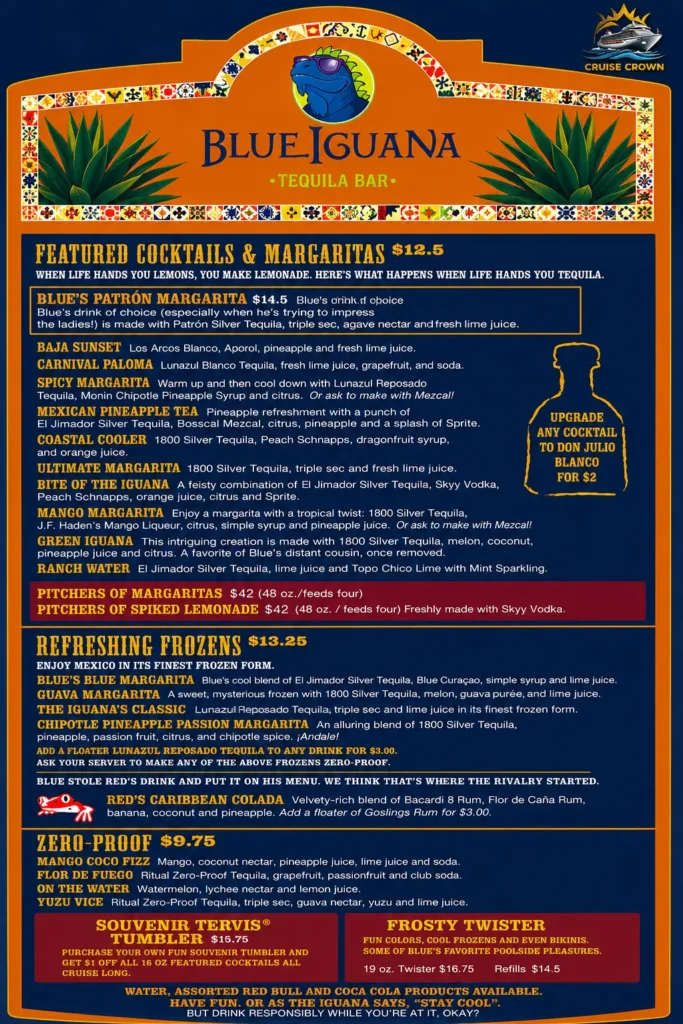 Carnival Blue Iguana Tequila Bar Menu 2