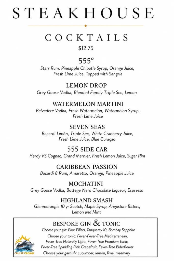 Carnival Steakhouse Menu 1