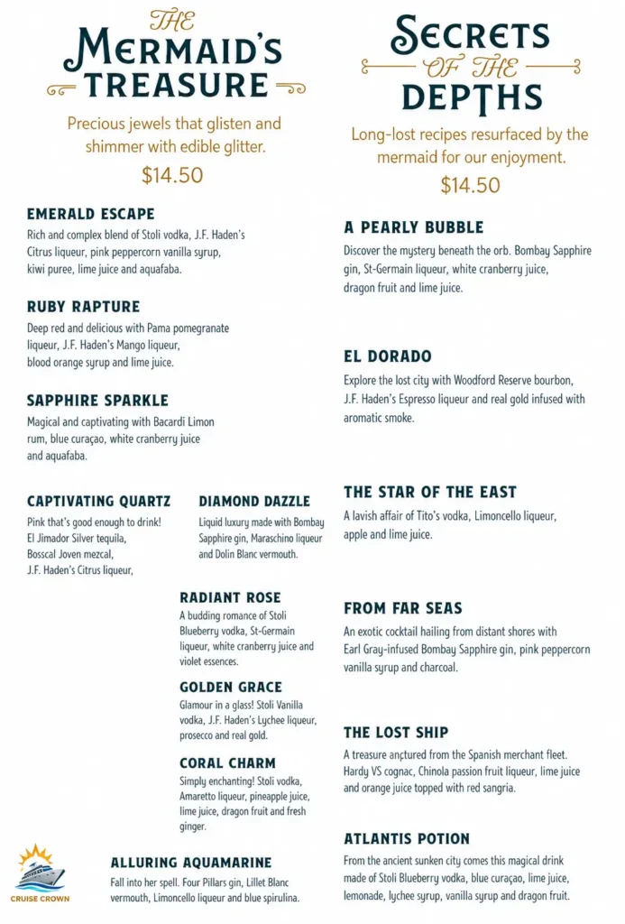 Carnival Golden Mermaid Menu 1