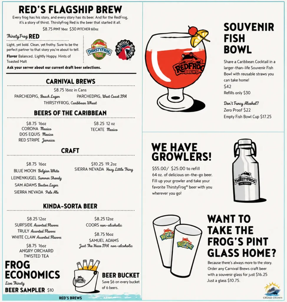 Carnival Red Frog Pub Menu 1
