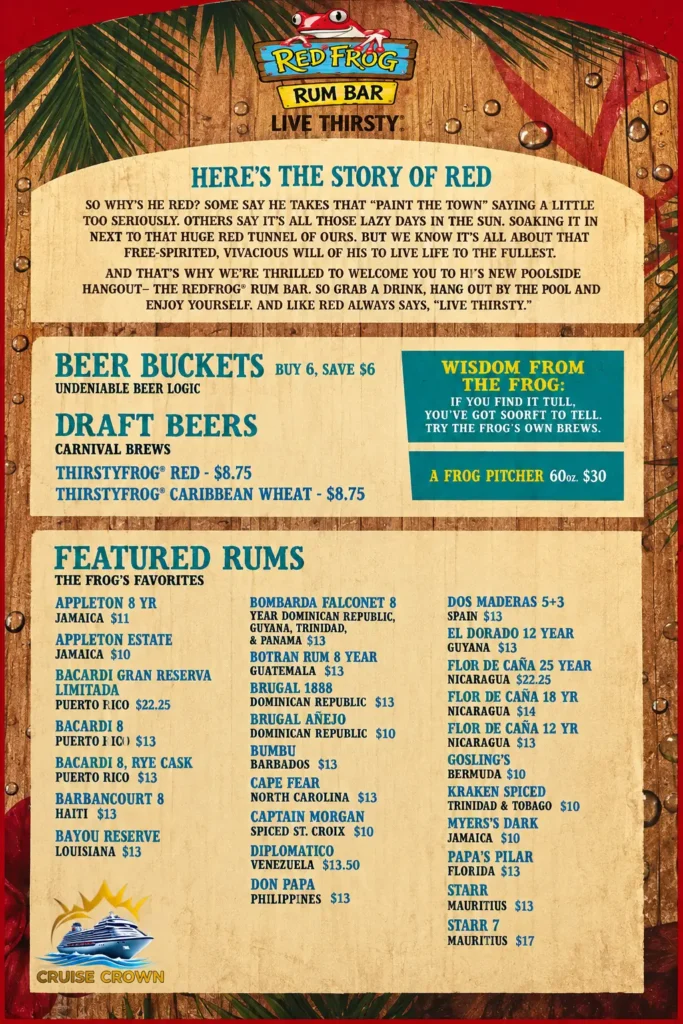 Carnival Red Frog Rum Bar Menu 1