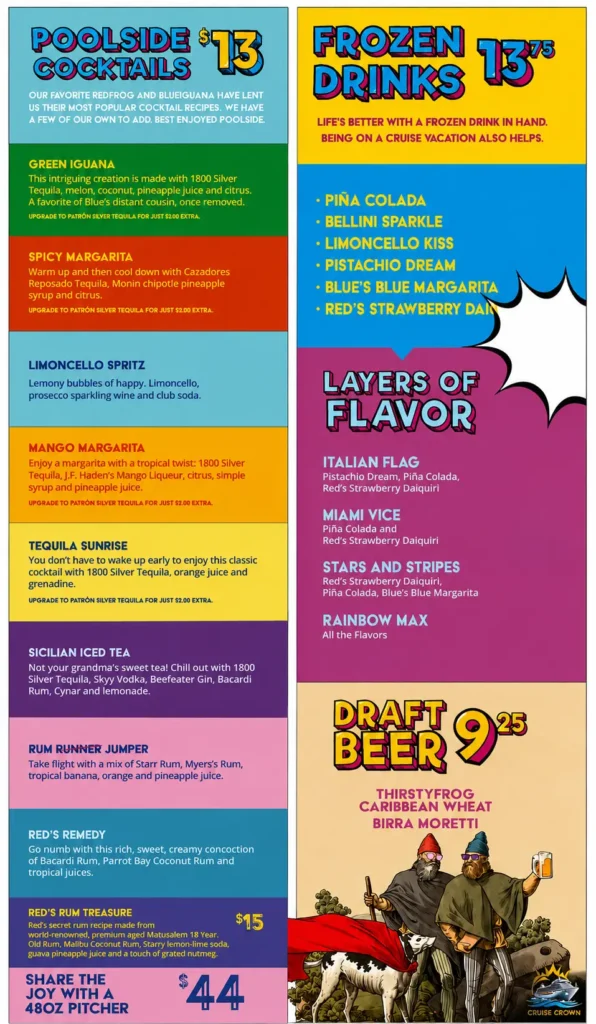 Carnival Rococo Bar Menu
