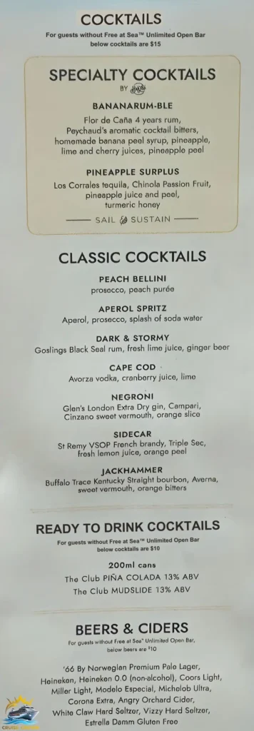 Syd Norman’s Pour House Menu