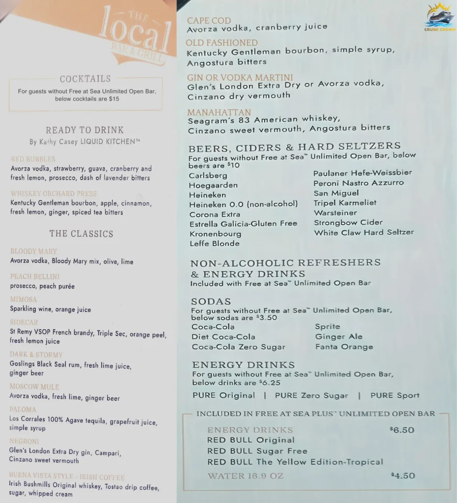 NCL The Local Bar Menu 1