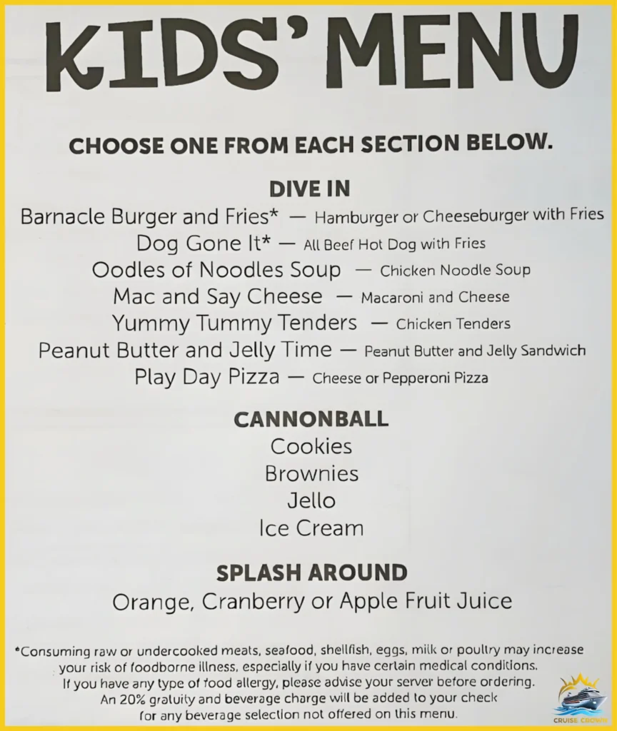 NCL Kids Menu