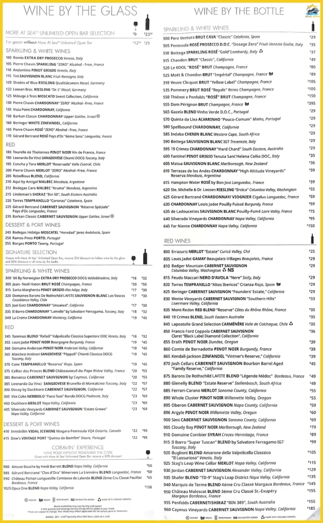 NCL Wine Menu